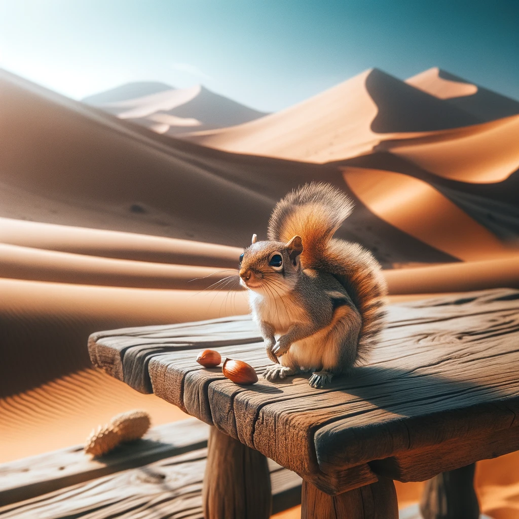 Dalle3_A-squirrel-sitting-on-a-table-in-the-desert